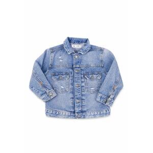 ZARA Kids Denim Jean Jacket 4-5 Years 110cm Light Wash Distressed Trucker Button